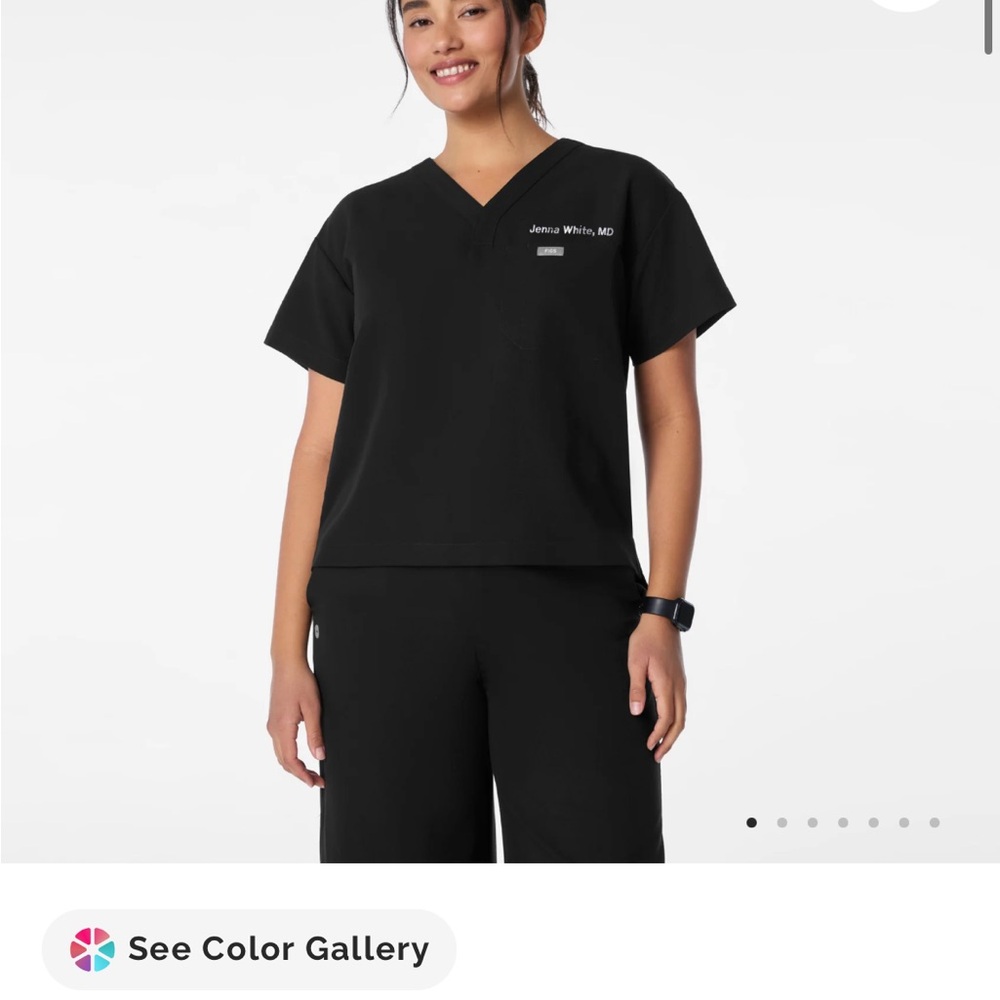 FIGS Black Women's V-Neck Scrub Top